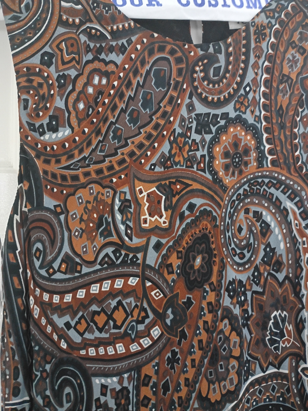 Tessuto Silk Shift in Brown & Blue